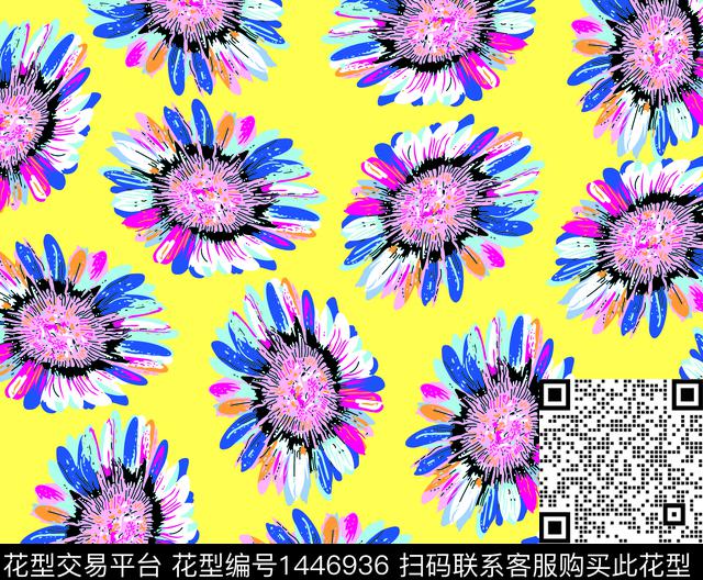 向日葵数码华亿平台大花数码印花华亿平台下载（图片编号: 1446936） - 瓦栏（Walan）