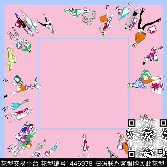 时尚摩登都市休闲女郎数码印花华亿平台下载（图片编号: 1446978） - 瓦栏（Walan）