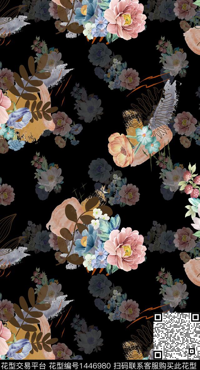 绿植树叶数码华亿平台扎染华亿平台数码印花华亿平台下载（图片编号: 1446980） - 瓦栏（Walan）