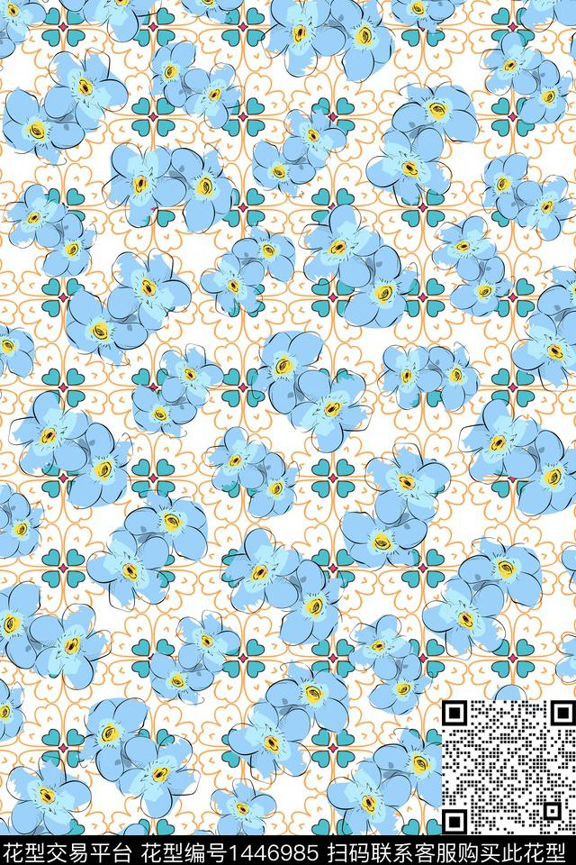 花卉大牌风小碎花数码印花华亿平台下载（图片编号: 1446985） - 瓦栏（Walan）