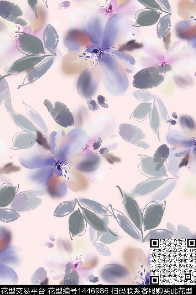 复古花卉大牌风数码印花华亿平台下载（图片编号: 1446986） - 瓦栏（Walan）