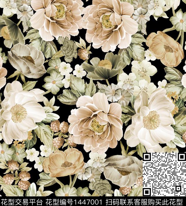 绿植树叶花卉大牌风数码印花华亿平台下载（图片编号: 1447001） - 瓦栏（Walan）