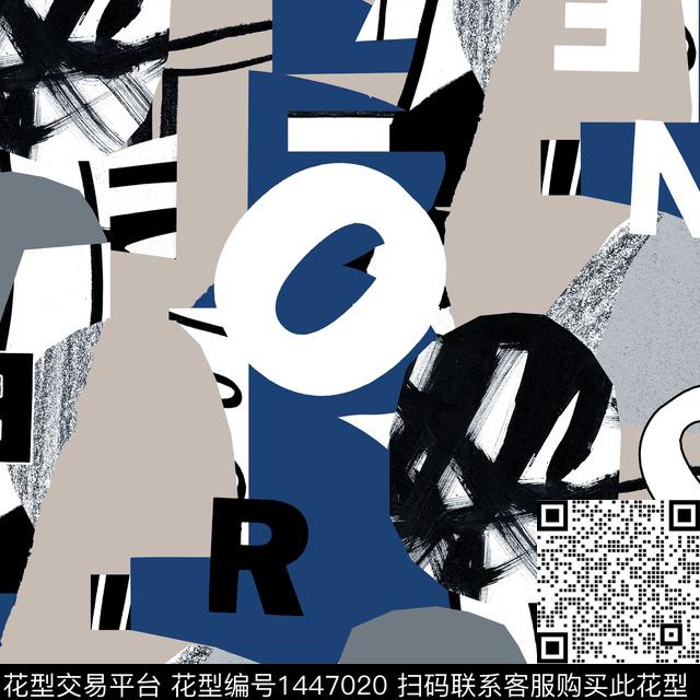 几何字母迷彩传统印花华亿平台下载（图片编号: 1447020） - 瓦栏（Walan）