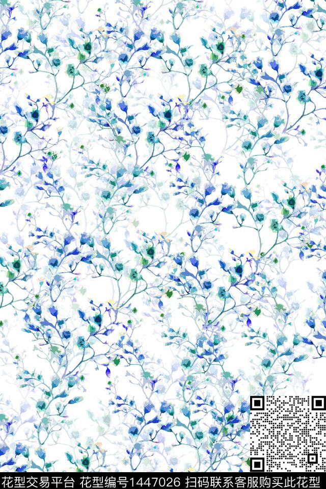 花卉真丝小碎花数码印花华亿平台下载（图片编号: 1447026） - 瓦栏（Walan）