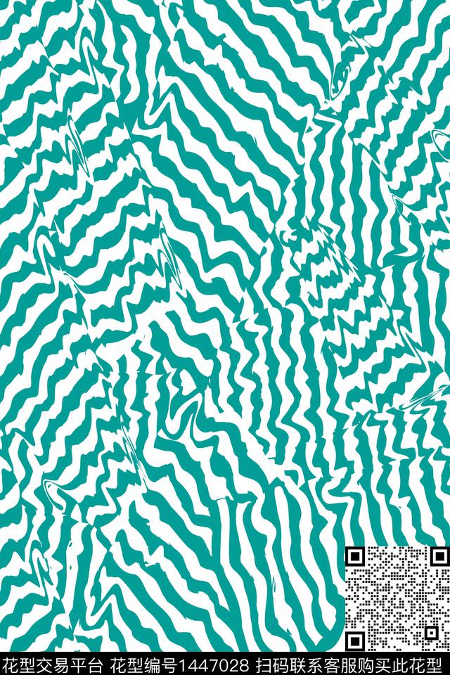 年轻女性绿色抽象数码印花华亿平台下载（图片编号: 1447028） - 瓦栏（Walan）