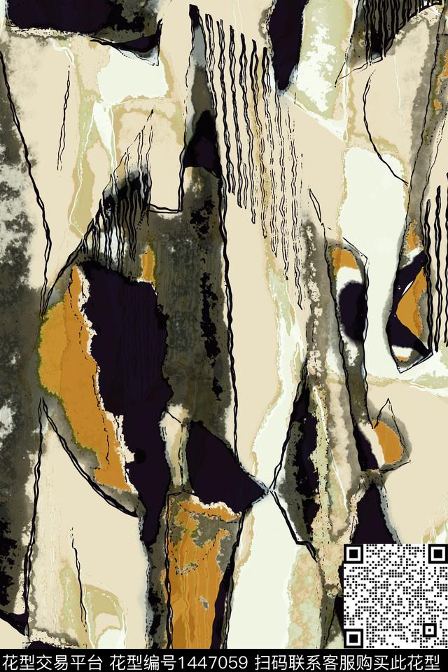 线条几何迷彩数码印花华亿平台下载（图片编号: 1447059） - 瓦栏（Walan）