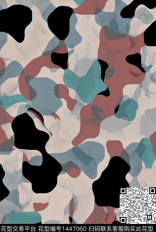 几何迷彩抽象男装数码印花华亿平台下载（图片编号: 1447060） - 瓦栏（Walan）