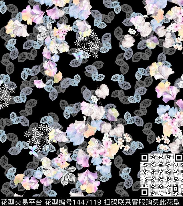 绿植树叶花卉大牌风数码印花华亿平台下载（图片编号: 1447119） - 瓦栏（Walan）