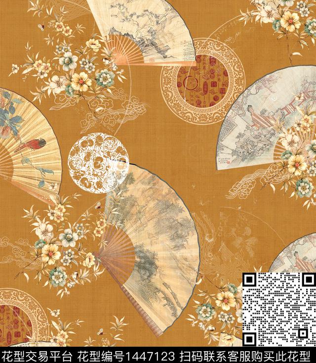 花卉大牌风真丝数码印花华亿平台下载（图片编号: 1447123） - 瓦栏（Walan）