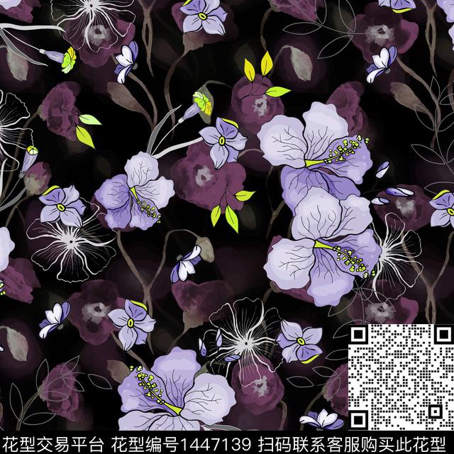 绿植树叶数码华亿平台花卉数码印花华亿平台下载（图片编号: 1447139） - 瓦栏（Walan）