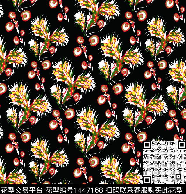 民族花卉手绘大花绿植树叶数码印花华亿平台下载（图片编号: 1447168） - 瓦栏（Walan）