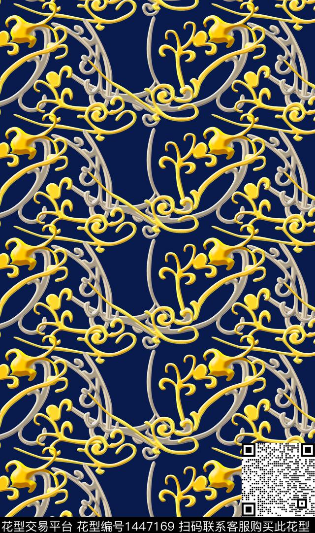 线条几何浮雕链子数码印花华亿平台下载（图片编号: 1447169） - 瓦栏（Walan）