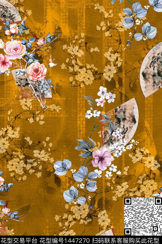 花卉真丝中国风数码印花华亿平台下载（图片编号: 1447270） - 瓦栏（Walan）