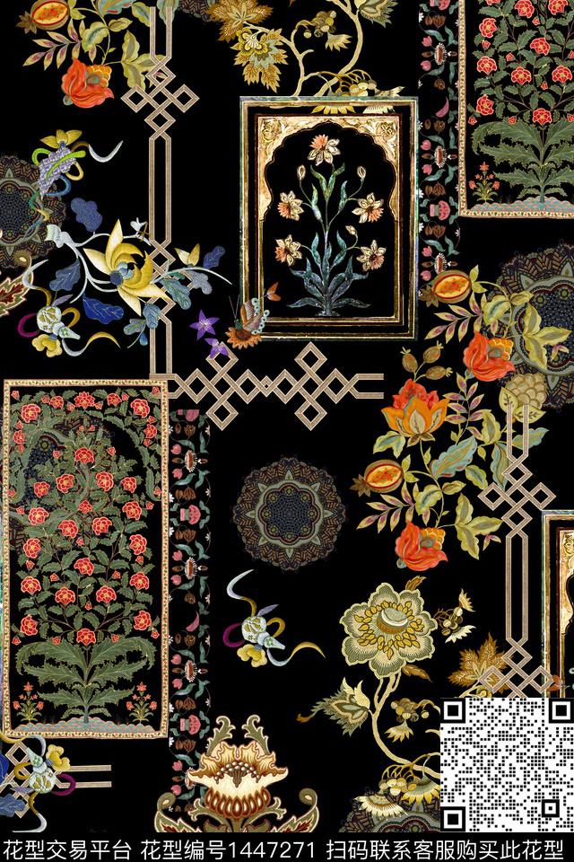 民族风花卉真丝数码印花华亿平台下载（图片编号: 1447271） - 瓦栏（Walan）