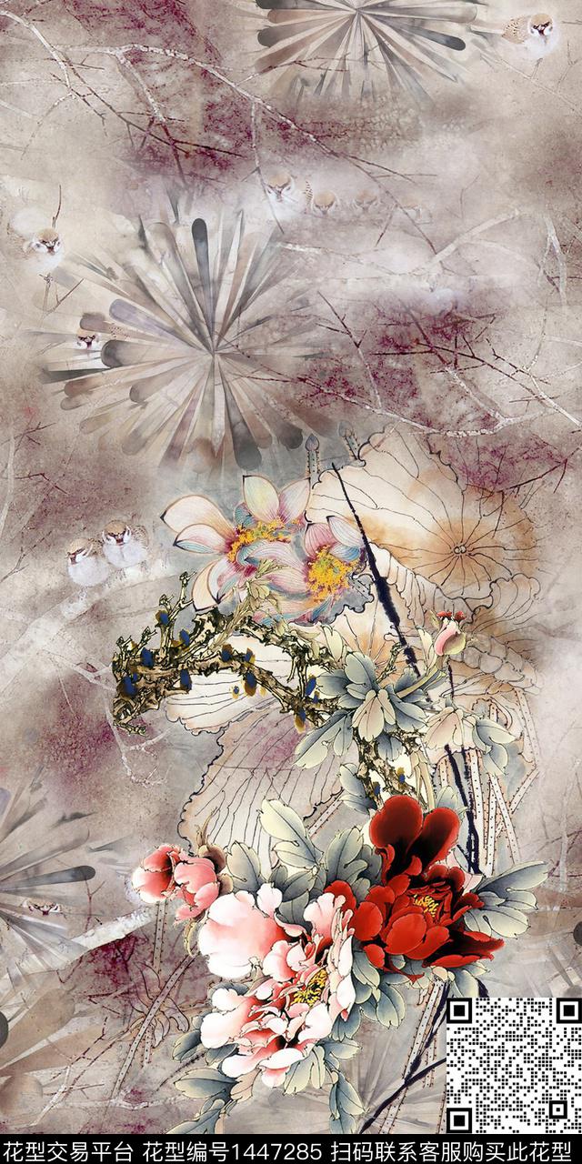 数码华亿平台花卉中国风数码印花华亿平台下载（图片编号: 1447285） - 瓦栏（Walan）