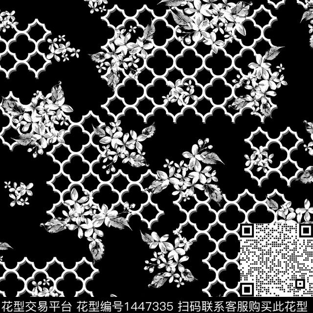 花卉小碎花黑底花卉数码印花华亿平台下载（图片编号: 1447335） - 瓦栏（Walan）