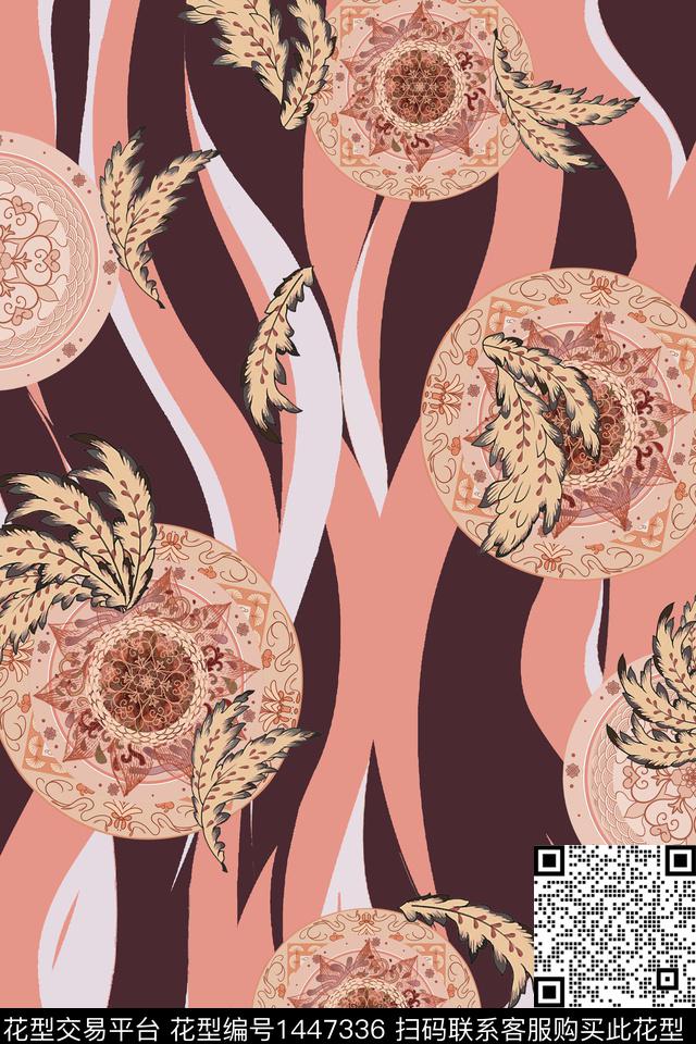 纸印花民族风条纹数码印花华亿平台下载（图片编号: 1447336） - 瓦栏（Walan）