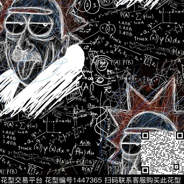 涂鸦字母人物数码印花华亿平台下载（图片编号: 1447365） - 瓦栏（Walan）