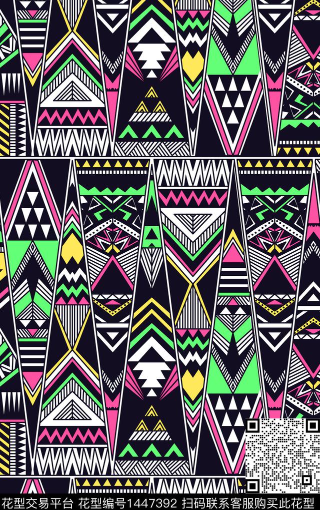 三角形民族风几何数码印花华亿平台下载（图片编号: 1447392） - 瓦栏（Walan）