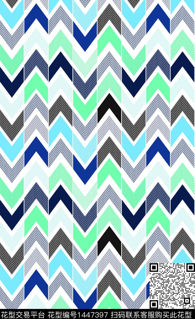 线条渐变波浪纹数码印花华亿平台下载（图片编号: 1447397） - 瓦栏（Walan）