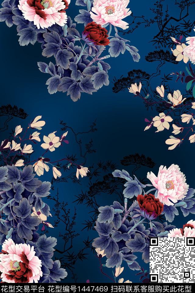 数码华亿平台民族风花卉数码印花华亿平台下载（图片编号: 1447469） - 瓦栏（Walan）