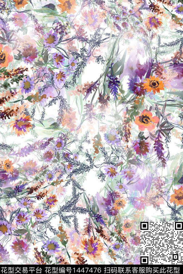 水彩肌理炫彩数码印花华亿平台下载（图片编号: 1447476） - 瓦栏（Walan）