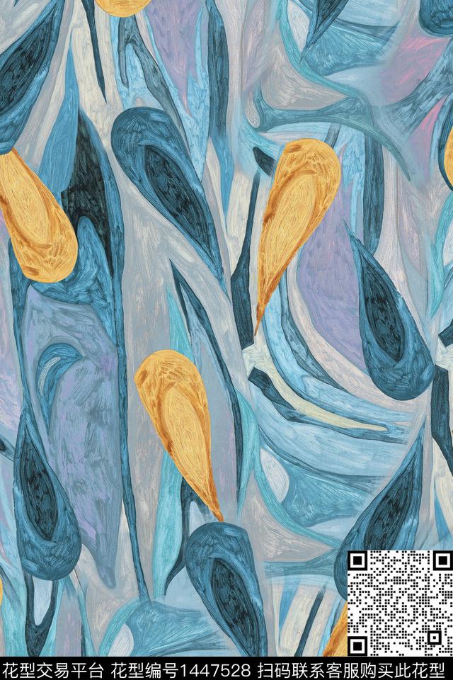 真丝几何真丝旗袍花数码印花华亿平台下载（图片编号: 1447528） - 瓦栏（Walan）