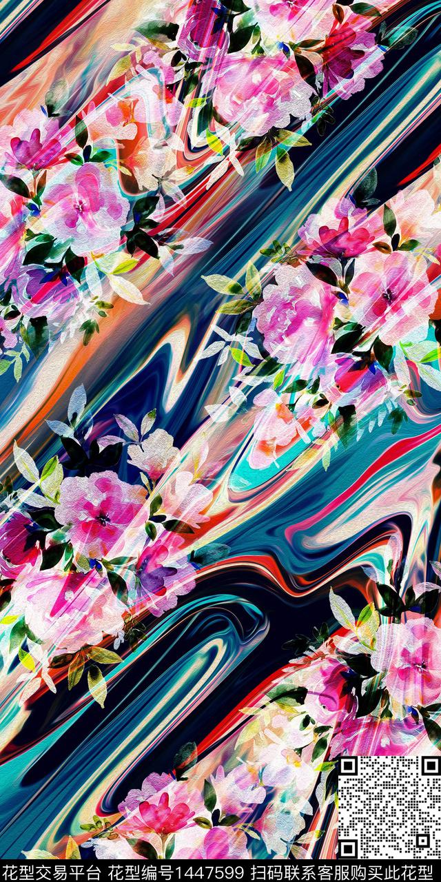 香云纱朦胧花卉真丝数码印花华亿平台下载（图片编号: 1447599） - 瓦栏（Walan）