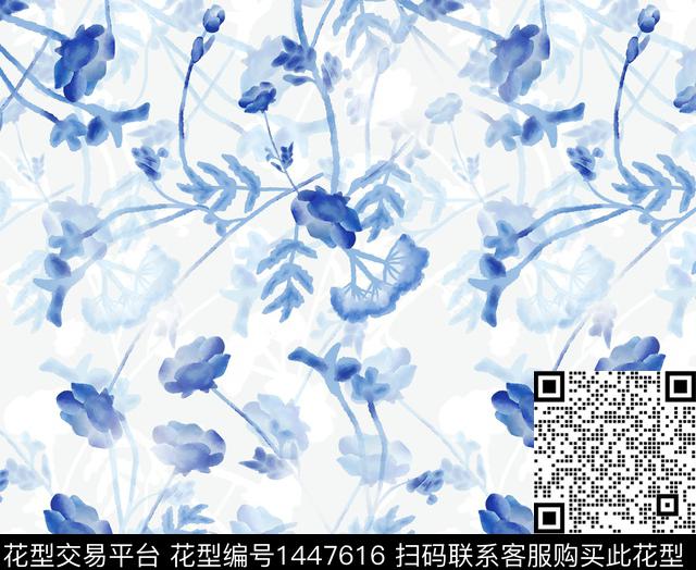 水彩肌理绿植树叶数码印花华亿平台下载（图片编号: 1447616） - 瓦栏（Walan）