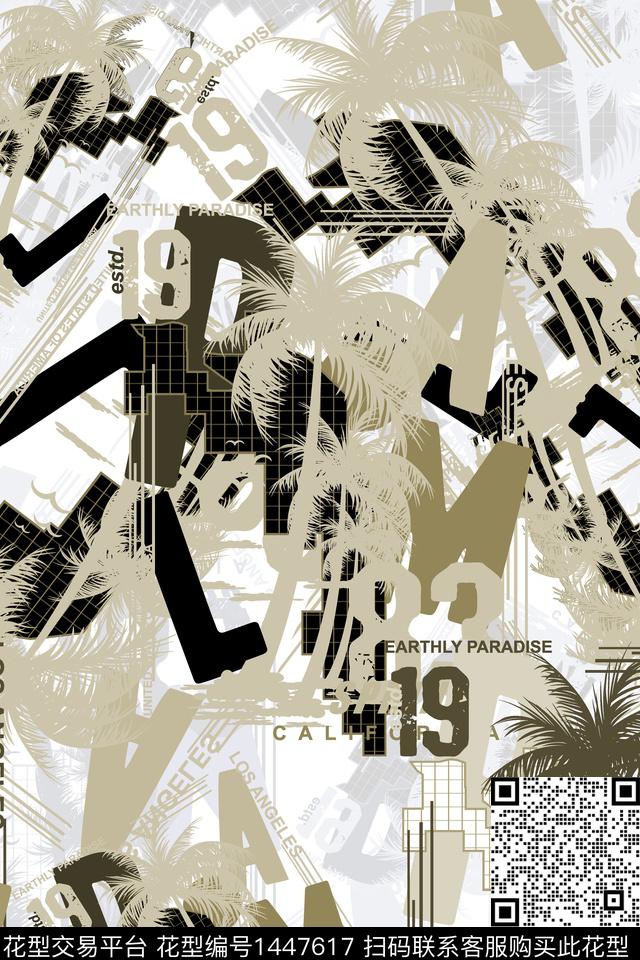 肌理几何定位字母数码印花华亿平台下载（图片编号: 1447617） - 瓦栏（Walan）