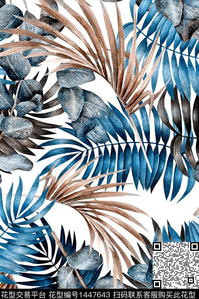 绿植树叶民族风大牌风数码印花华亿平台下载（图片编号: 1447643） - 瓦栏（Walan）