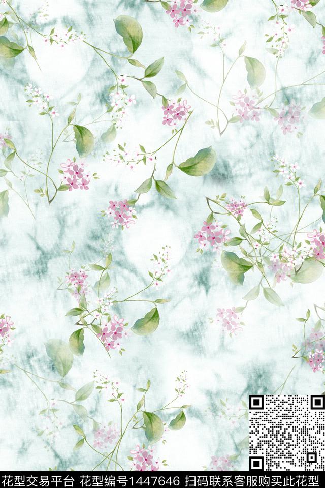 花卉小清新真丝数码印花华亿平台下载（图片编号: 1447646） - 瓦栏（Walan）