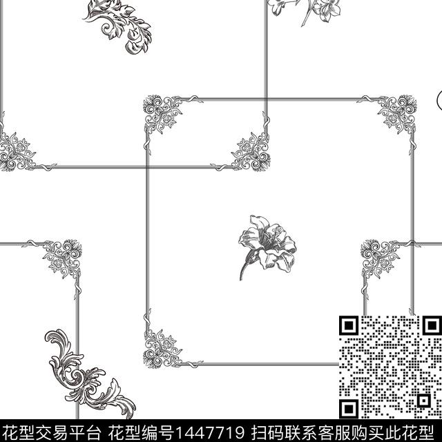 格子日韩男装满版花数码印花华亿平台下载（图片编号: 1447719） - 瓦栏（Walan）