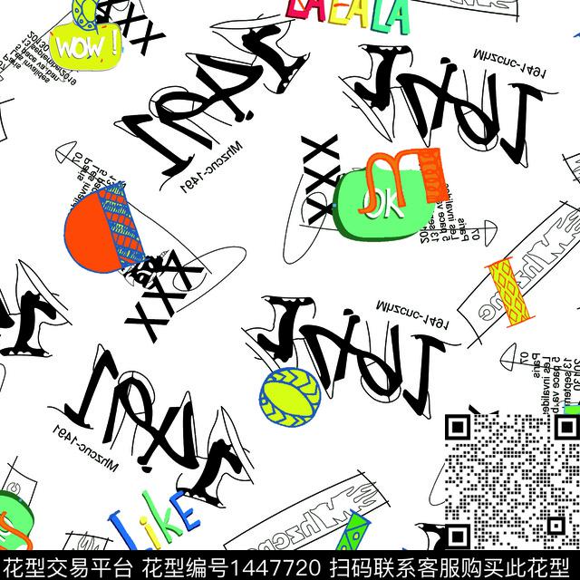 涂鸦日韩撞色数码印花华亿平台下载（图片编号: 1447720） - 瓦栏（Walan）