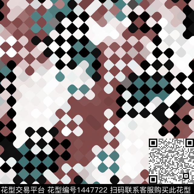 格子几何男装数码印花华亿平台下载（图片编号: 1447722） - 瓦栏（Walan）