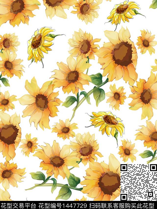 动物花卉向日葵大牌风数码印花华亿平台下载（图片编号: 1447729） - 瓦栏（Walan）
