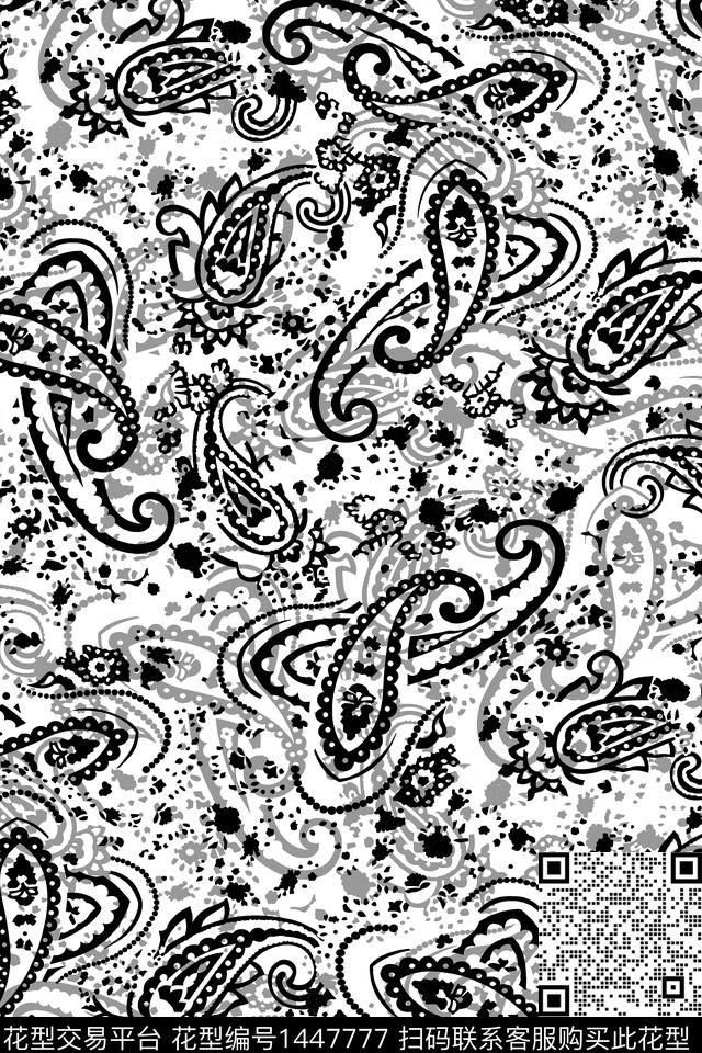 时尚大牌风佩斯利数码印花华亿平台下载（图片编号: 1447777） - 瓦栏（Walan）