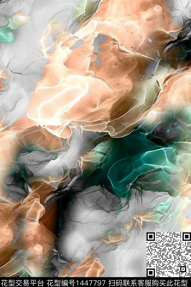 肌理抽象花卉扎染华亿平台数码印花华亿平台下载（图片编号: 1447797） - 瓦栏（Walan）