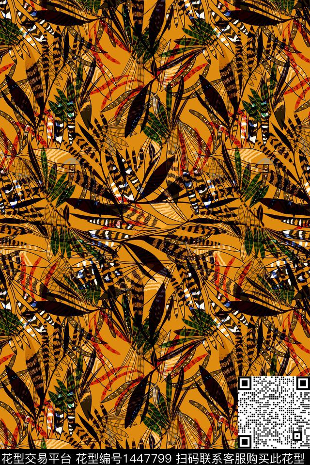 花卉大牌风休闲数码印花华亿平台下载（图片编号: 1447799） - 瓦栏（Walan）
