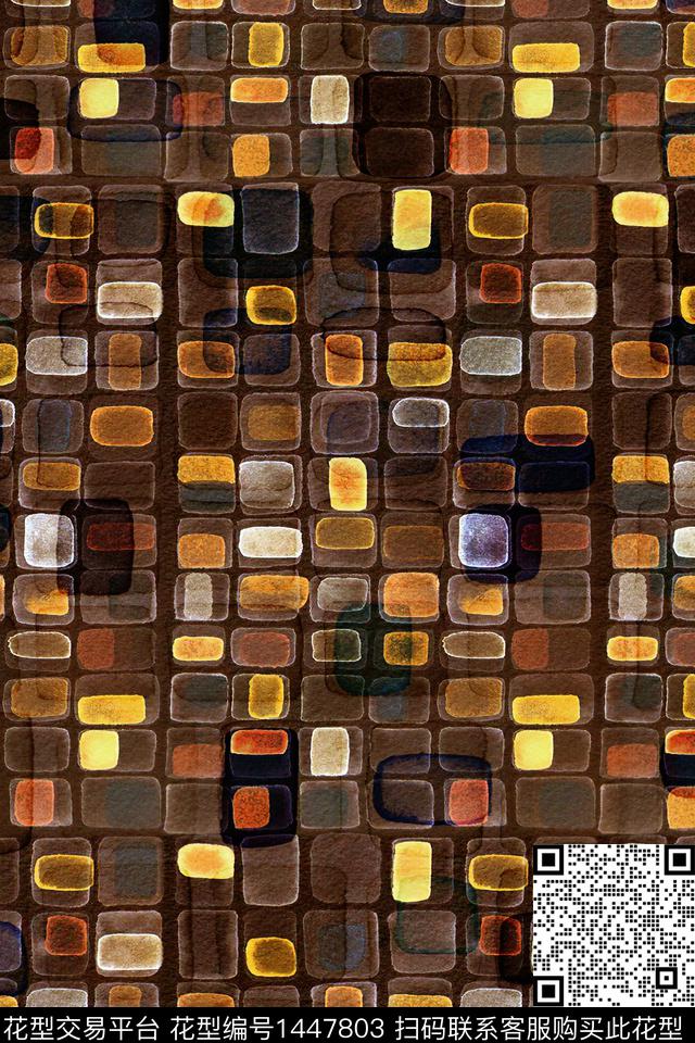 肌理几何抽象花卉数码印花华亿平台下载（图片编号: 1447803） - 瓦栏（Walan）