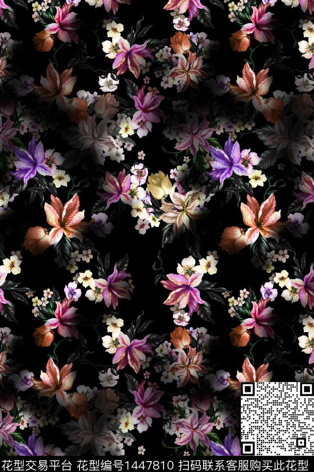 清爽底花卉花卉大牌风数码印花华亿平台下载（图片编号: 1447810） - 瓦栏（Walan）