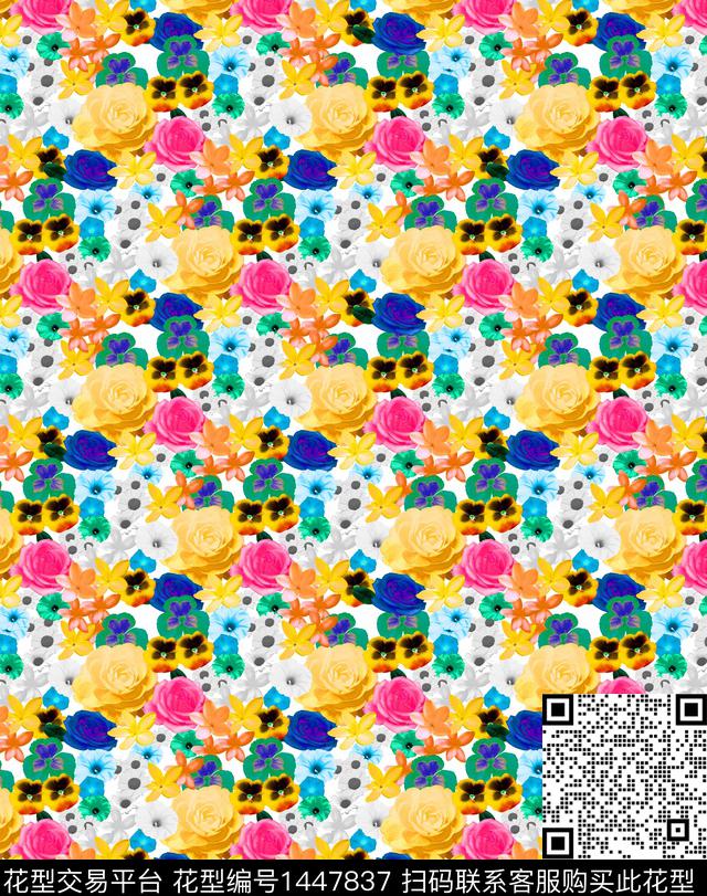 格子动物花卉花卉数码印花华亿平台下载（图片编号: 1447837） - 瓦栏（Walan）