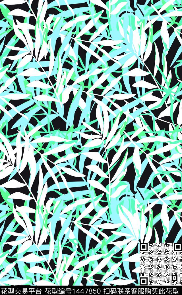 绿植树叶棕榈树炫彩数码印花华亿平台下载（图片编号: 1447850） - 瓦栏（Walan）