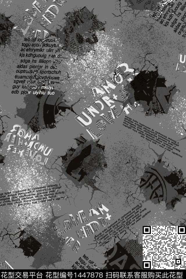 字母男装趣味数码印花华亿平台下载（图片编号: 1447878） - 瓦栏（Walan）