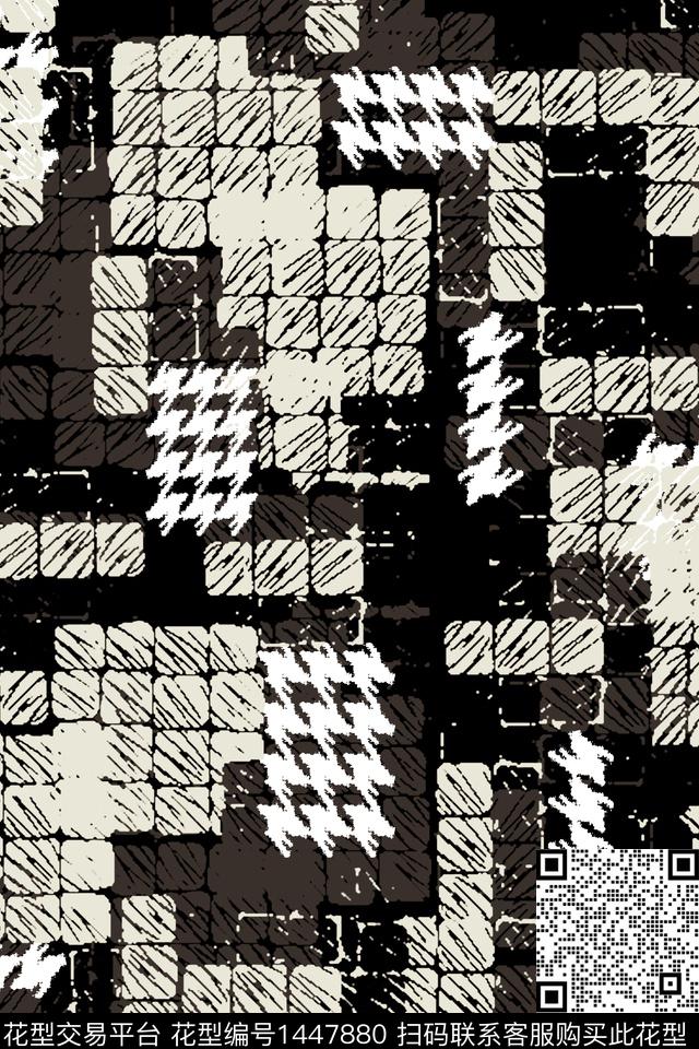 格子几何千鸟格数码印花华亿平台下载（图片编号: 1447880） - 瓦栏（Walan）
