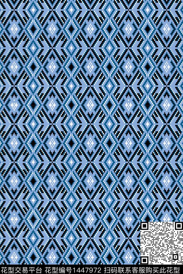 男装满版花格子几何数码印花华亿平台下载（图片编号: 1447972） - 瓦栏（Walan）