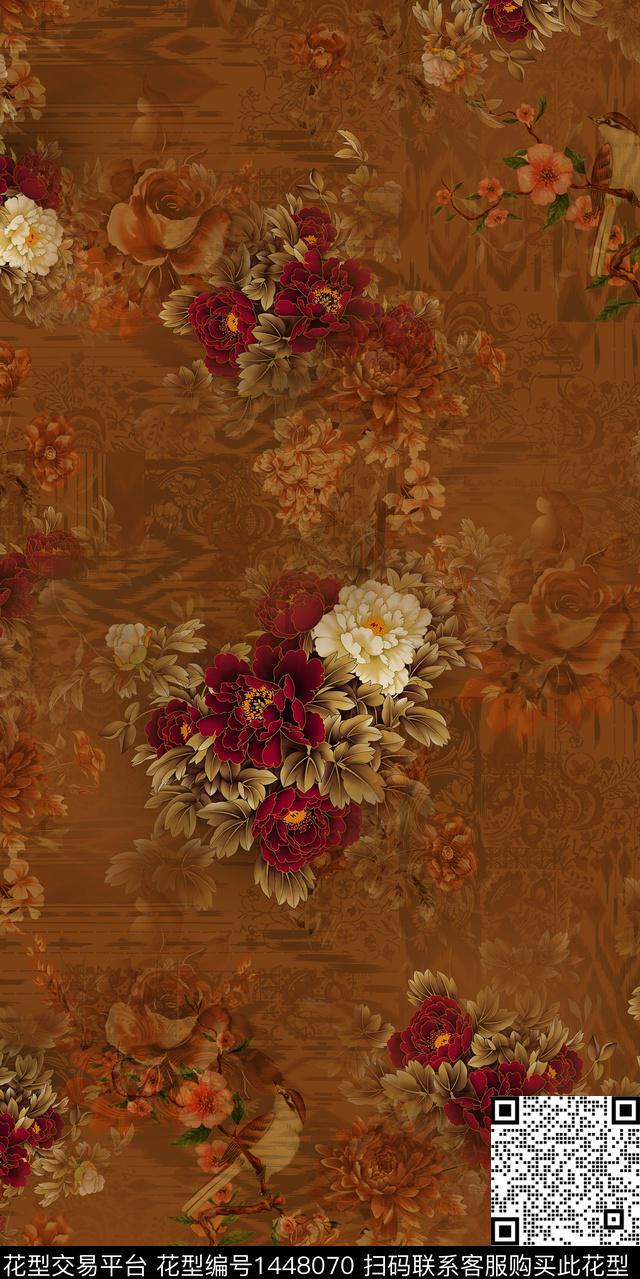 女装花卉香云纱数码印花华亿平台下载（图片编号: 1448070） - 瓦栏（Walan）