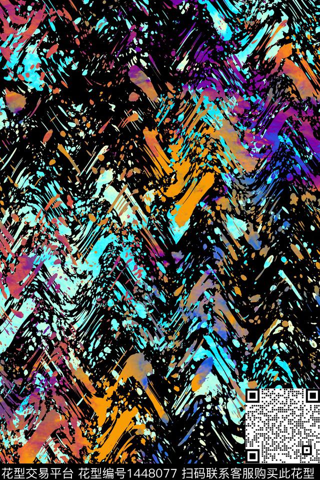 时尚水墨风大牌风数码印花华亿平台下载（图片编号: 1448077） - 瓦栏（Walan）