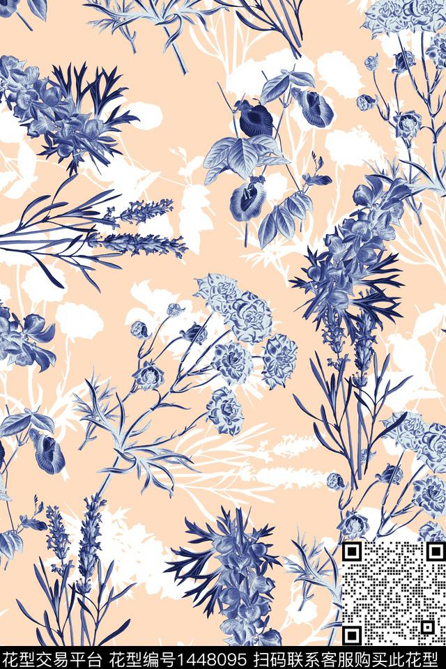 花卉春夏华亿平台小清新数码印花华亿平台下载（图片编号: 1448095） - 瓦栏（Walan）