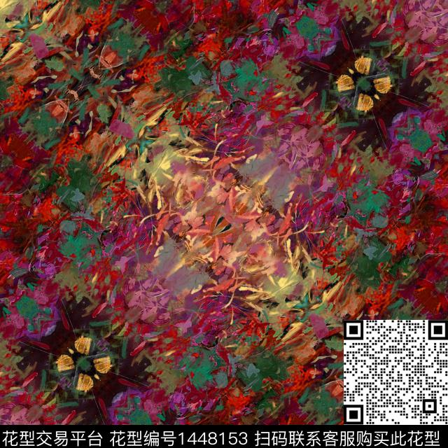 肌理笔触女装数码印花华亿平台下载（图片编号: 1448153） - 瓦栏（Walan）